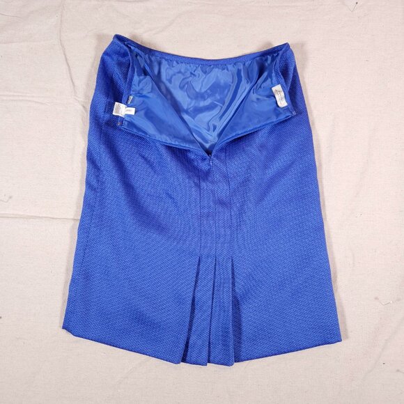 Tahari Arthur Levine Purple Blue Lined Pencil Skirt Womens 8 Rear Zip Pleats - Picture 10 of 14